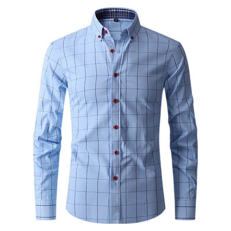 Mới Nam Áo Sơ Mi Dài Tay Áo Sơ Mi Thời Trang Cotton Kiểm Tra Áo Sơ Mi Công Sở Trả Tiền