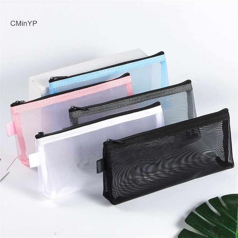 Cminyp Lưới Trong Suốt Hộp Đựng Bút Lập Thể Túi Văn Phòng Sinh Viên Hộp Đựng Bút Túi Bảo Quản Vinh Quang
