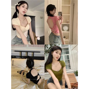 Áo cộc mùa hè croptop ôm body thiết kế hở lưng sexy siêu gợi cảm phong cách Hàn Quốc XIMIMI SP150