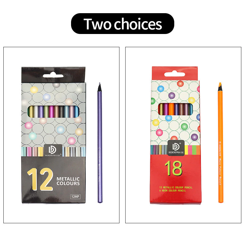 Anglemark 12 / 18 Màu Kim Loại Màu Bút Chì Bộ Không Độc Hại Màu Vẽ Bút Chì Màu Kim Loại Graffiti Màu