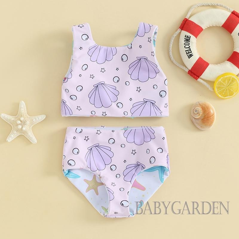 Baga-6 Tháng-4years Trẻ Em Bé Gái Hai Mảnh Đồ Bơi Vỏ Mùa Hè / In Hoa Thắt Nút Tankini Và Quần Short Co Giãn Bộ Đồ Tắm Bikini
