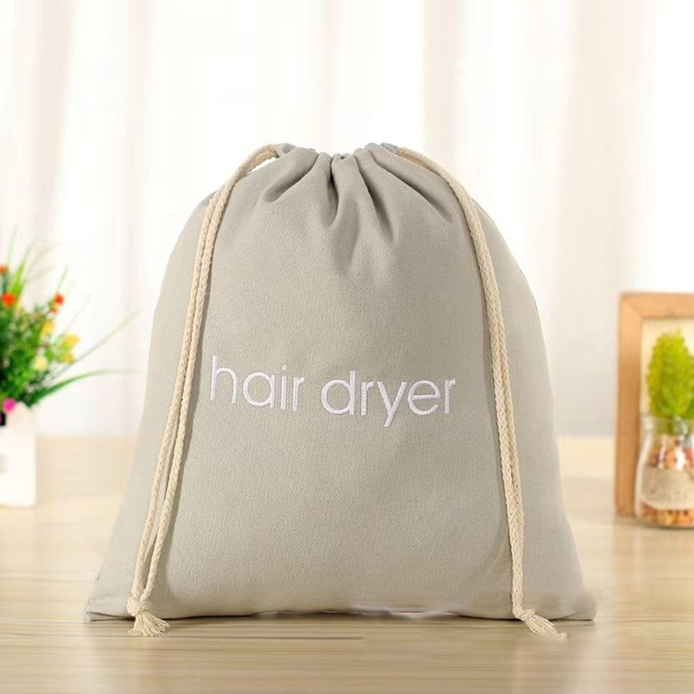 HOBBYIN Túi vải máy sấy tóc HOBBYIN, Máy khuếch tán tóc chống bụi dung tích lớn, Túi lưu trữ dây rút bằng vải Canvas di động