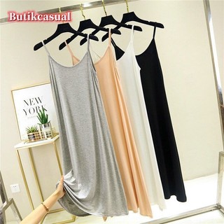 Phụ Nữ Modal Váy Không Tay Mỏng Trơn Thoải Mái Thường Ngày Loungewear Mùa Hè 2025 Cổ Tròn Dài Đầm Size Lớn Vừa Đầm