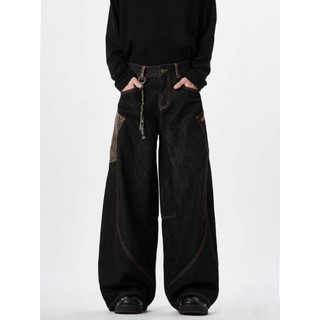 Gksss Quần jean nam Mỹ retro chất lượng cao phong cách hip-hop python nối quần jean scimitar