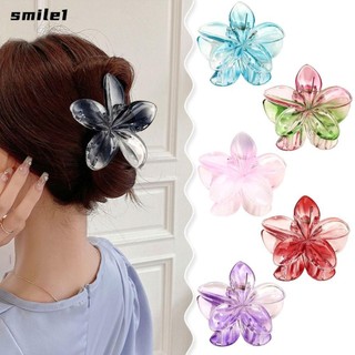 Kẹp Tóc Hoa Lớn SMILE, Phụ Kiện Tóc Màu Gradient Hình Hoa Móng Vuốt Kẹp, Mũ Đội Đầu Trong Suốt Đơn Giản Đuôi Ngựa Kẹp Tóc Bé Gái