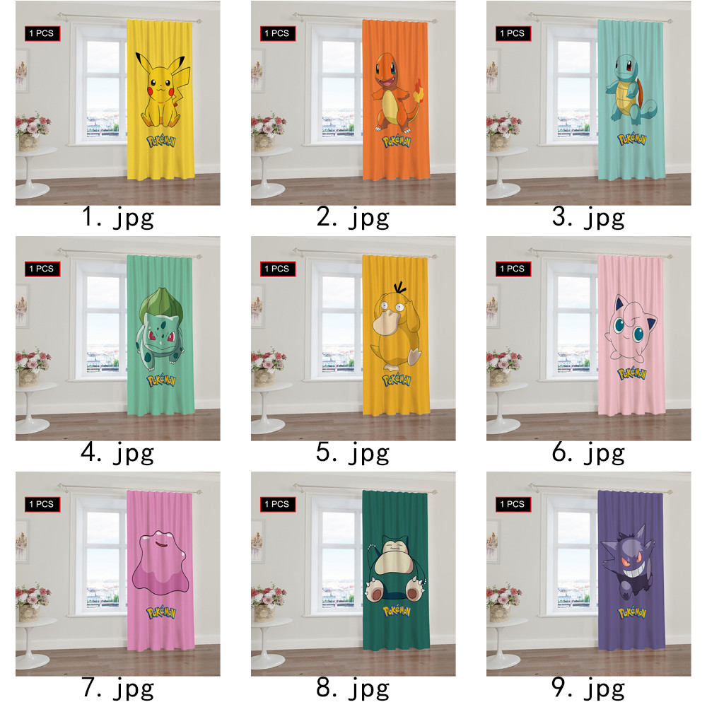 Rèm Pokemon Pikachu, Thích Hợp Cho Phòng Khách, Phòng Ngủ, Máy Có Thể Giặt Màn Polyester 1PC