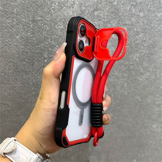Sang Trọng Giáp Gấp Ống Kính Giá Đỡ Từ Tính Trong Suốt Dành Cho iPhone 16 15 14 13 11 12 Pro Max Dây Đeo Cổ Tay Dây Bao