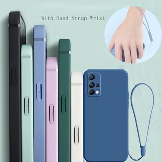 Thời Trang Mới Cho Samsung Galaxy A51 A31 A71 Note 10 S10 Lite 2020 A02S A03S Khung Ốp Lưng Vuông Mỏng Mềm TPU Silicon Có Dây Đeo Tay Dây Đeo Cổ Tay