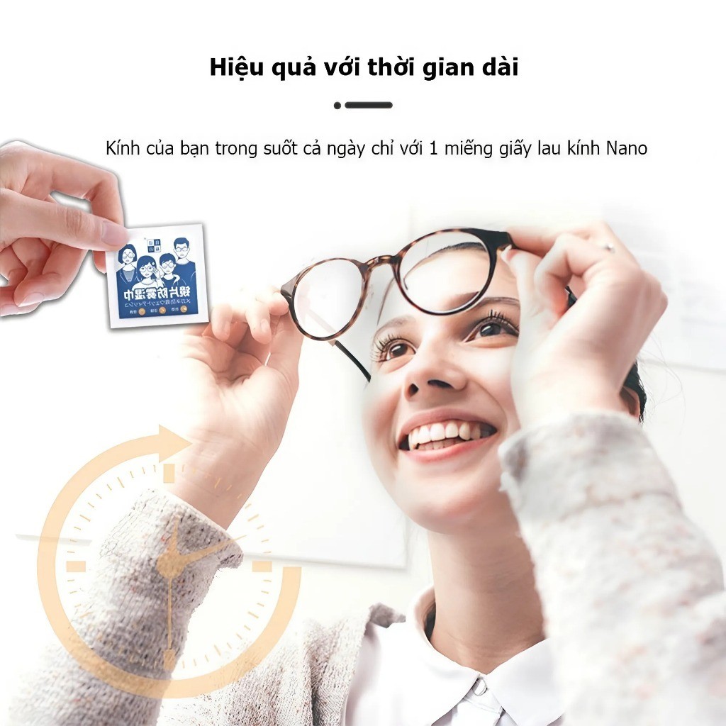 [Đơn 85k Nhận Quà] Hộp 100 Khăn lau kính nano chống bám hơi nước, Giấy lau kính mắt chống sương mù mồ hôi