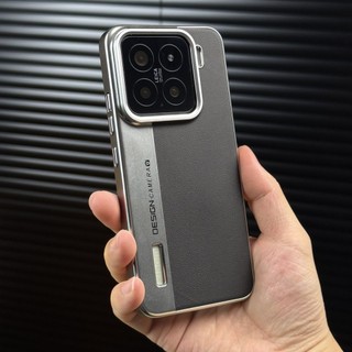 Ốp điện thoại Xiaomi 15 Pro phong cách kinh doanh tối giản, phiên bản camera, da màu khối, họa tiết litchi Xiaomi 14, hàng hóa có lỗ lớn 13U