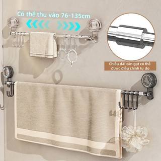 Giá Treo Khăn Nhà Tắm 2 Tầng Hút Dán Tường, Thanh Treo Dép Đa Năng, Không Cần Khoan Đục