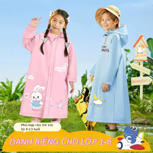 Áo Mưa Cho Bé Có Mặt Nạ Che Mặt Áo Mưa Trẻ Em Chống Thấm Cao Cấp Kiểu Rộng Đeo Được Ba Lô