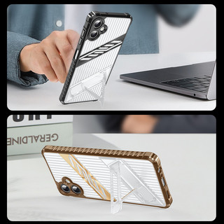 Dành Cho Samsung Galaxy A06 Ốp điện thoại PC Cứng Trong Suốt Lưng Mềm TPU Tích Hợp Chân Đế Ẩn Chống Rơi Chống Sốc Mỏng Bao