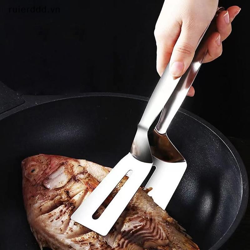 # Ruierdd # Xẻng chiên bằng thép không gỉ Kẹp thịt nướng Kẹp chiên Bít tết Thìa cá chiên Tông Nướng chống dính Dụng cụ BBQ cắm trại.