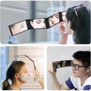 [Vận chuyển nhanh] Gương gấp nhiều góc IDEANEST, Gương gấp ba góc nhìn 360 độ có thể gập lại, Gương 4 chiều cầm tay cầm tay chất lượng cao để cắt tóc