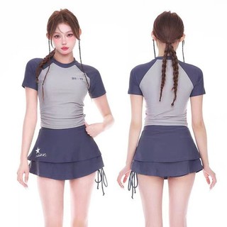 Đồ bơi hai mảnh tối giản, áo ngực thể thao tankini với quần cạp cao kiểm soát bụng cho phụ nữ trẻ, khu nghỉ dưỡng suối nước nóng
