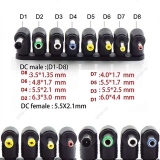5.5x2.1mm DC Power Nữ Cắm Jack Adapter 90 Độ Nam 5.5x2.5mm 4.8x1.7mm 4.0x1.7mm 3.5x1.3mm 2.5x0.7mm 2.0x0.6mm