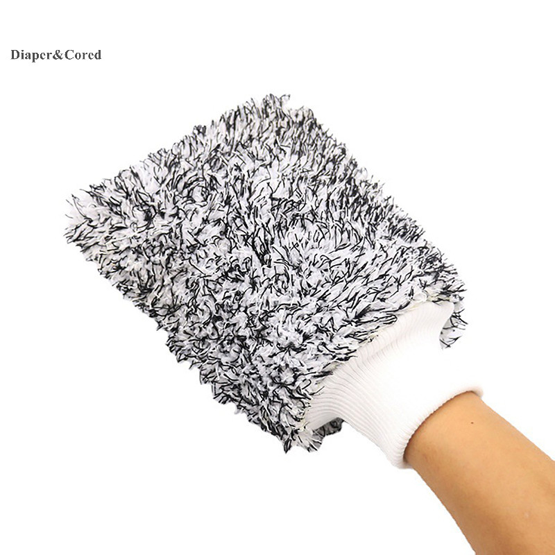 Diaper & CORED 1 Rửa Xe Microfiber Găng Tay Bánh Xe Rửa Mitt Chống Trơn Trượt Mềm Dễ Dàng Vệ Sinh Bánh Xe Ô Tô Mitt Phụ Kiện Xe Hơi YTH
