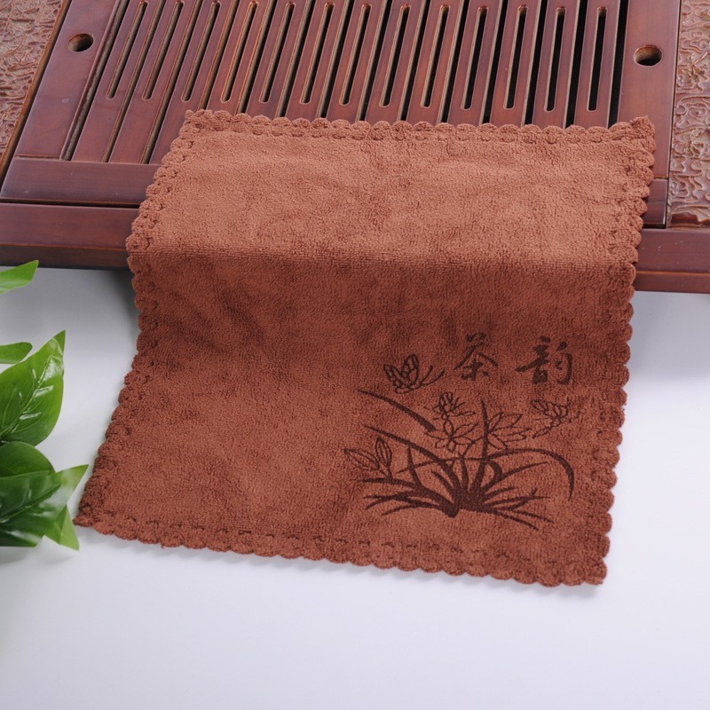 (COMBO 2 KHĂN) Khăn lau bàn trà, ấm trà, trà cụ siêu hút nước, không ra lông
