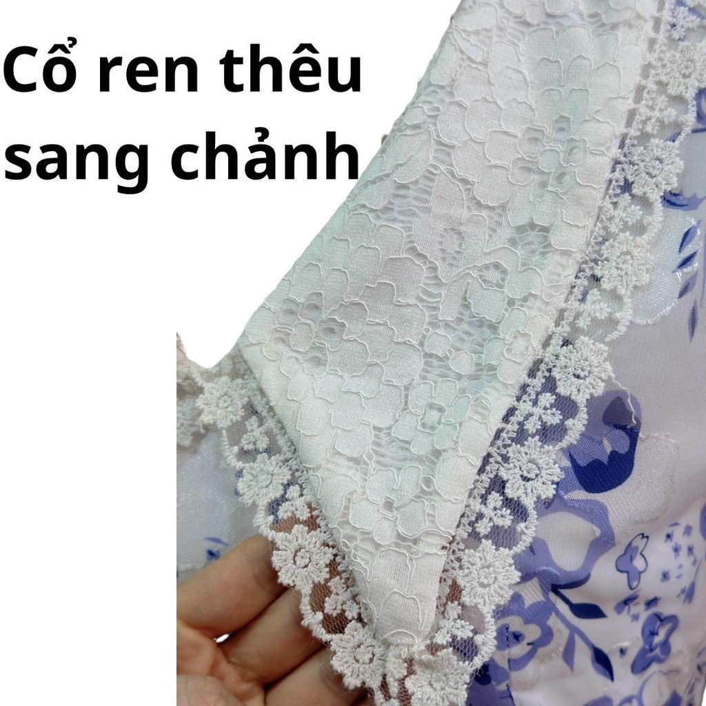 NganLuong Design Váy ôm cộc tay dáng dài cổ bẻ phối ren thêu hàng thiết kế hai lớp chất liệu tơ vân nổi cao cấp V233