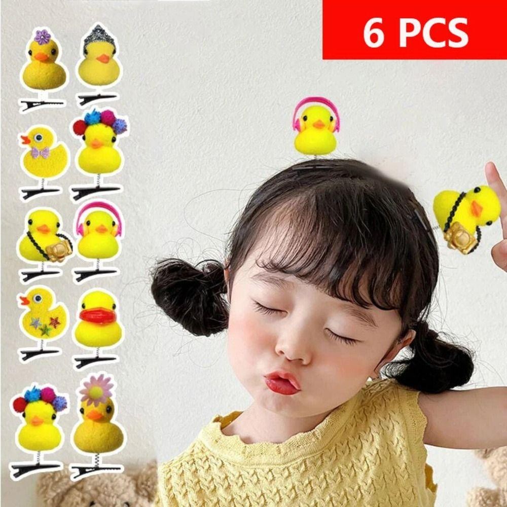 TRACEILLOIAN 6 Kẹp Tóc Sang Trọng, Mầm Đậu Hoạt Hình Mùa Xuân Kẹp Tóc, Ngọt Ngào Dễ Thương DIY Bốn Lá Cỏ Ba Lá Mỏ Vịt Kẹp Tiệc Quà Tặng