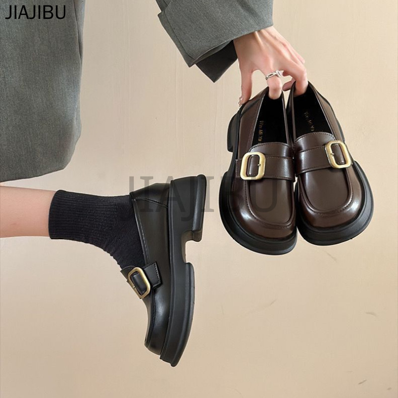 Size 35-43 Giày Da Phong Cách Anh Quốc Giày Nữ Cỡ Lớn Non-slip High Heel Lolita Shoes 42 Korean Fashion Platform Mary Jane Shoes French Soft Sole Princess Style Doll Shoes Giày Lười Gót Dày Màu Nâu Nhật Bản Giày Cosplay Đồng Phục JK Giày Nhảy Giày Da Đanh
