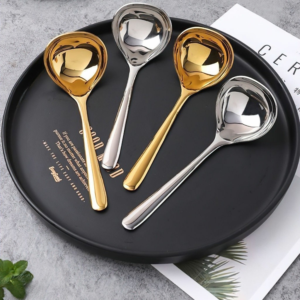 [HCM] Thìa, Muôi Lỗ / Vá Múc Canh Inox 304 Mạ Vàng, Bạc Cao Cấp ...