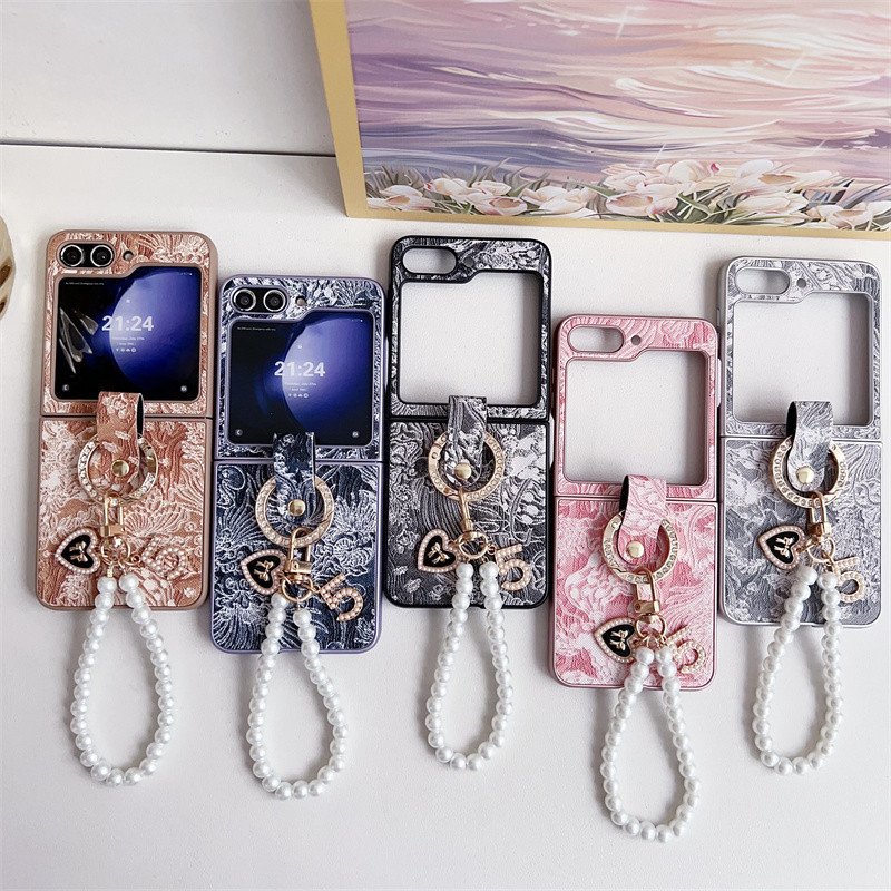 Phong Cách Trung Quốc Vòng Tay Vòng Tay Vỏ Điện Thoại Cho Samsung Galaxy Z Flip 5 Z Flip 4 Z Flip 3 Bảo Vệ PC Vỏ Cứng Bảo Vệ Flip 4 Flip 5 Cover