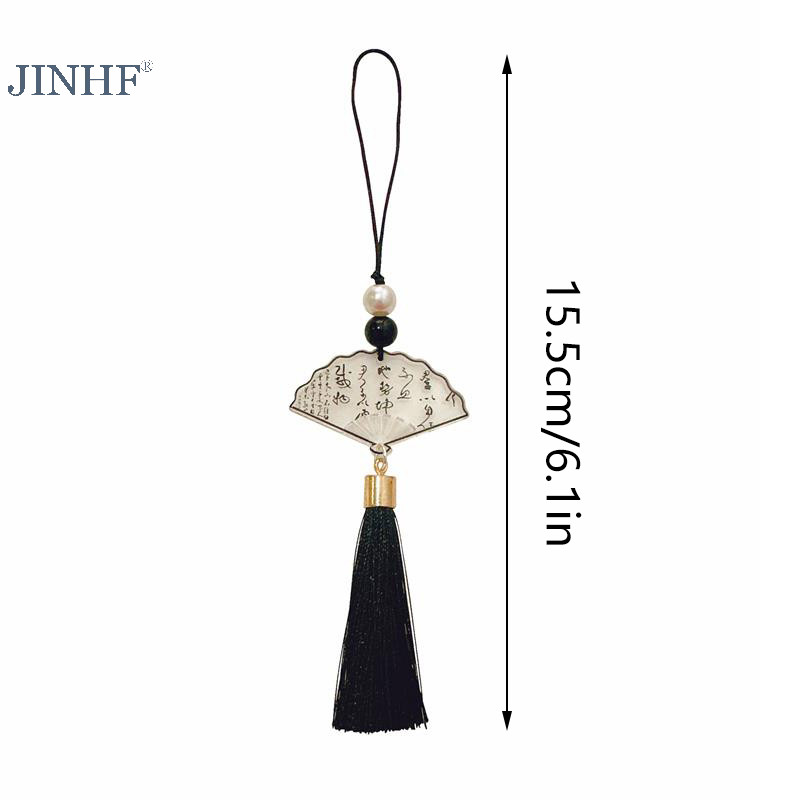 JINHF Quạt mặt dây phong cách Trung Quốc, móc khóa điện thoại chống mất, phụ kiện vintage, quà tặng