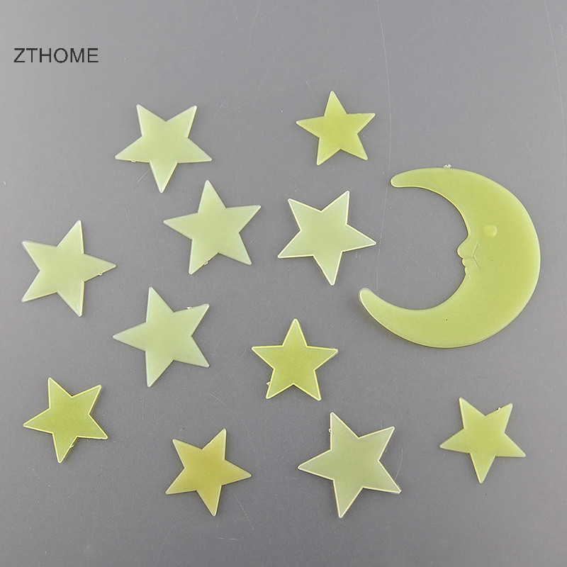 Zthome Hoạt Hình Mặt Trăng Ngôi Sao Dạ Quang Phát Sáng Trong Bóng Tối Nhựa Dán Tường Kid Decal HOT