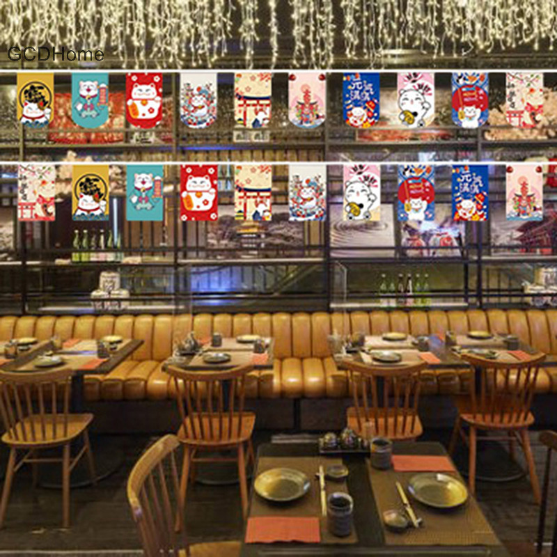 Gcdhome Phong Cách Nhật Bản Dây May Mắn Cờ Sushi Nhà Hàng Mở Biểu Ngữ HOT
