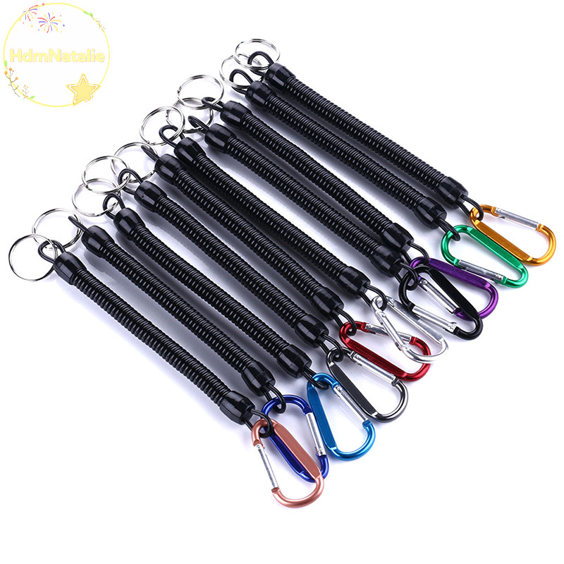 Hdmnatalie 1PC Có Thể Thu Vào Lò Xo Dây Đàn Hồi An Ninh Gear Dụng Cụ Đi Bộ Đường Dài Cắm Trại Chống Mất Móc Khóa Điện Thoại Dây Câu Cá Ngoài Trời VN