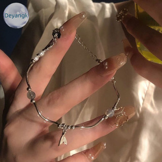 Deyangk Mặt Trăng Lãng Mạn Hoa Mặt Dây Chuyền Vòng Tay Nữ Bé Gái Thời Trang Sáng Bóng Đuôi Cá Trái Tim Zircon Dây Xích Vòng Tay Trang Sức Dự Tiệc Quà Tặng VN