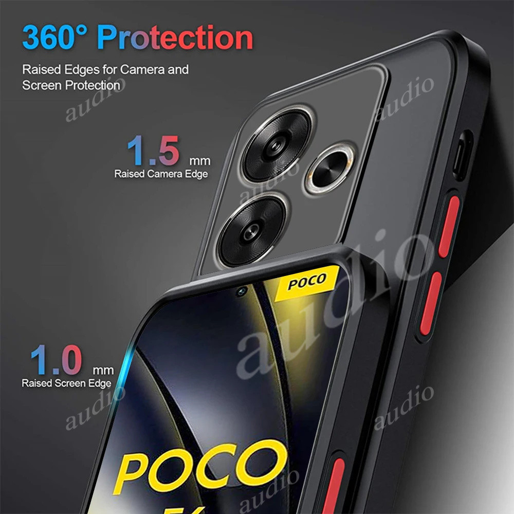 Dành Cho POCO m6 4G 2024 Ốp điện thoại Silicon Mờ Chống Sốc Cho POCO m6 M 6 6M PocoM6 4G Vỏ Sau Ốp điện thoại Coques Camera Bảo Vệ Funda Vỏ