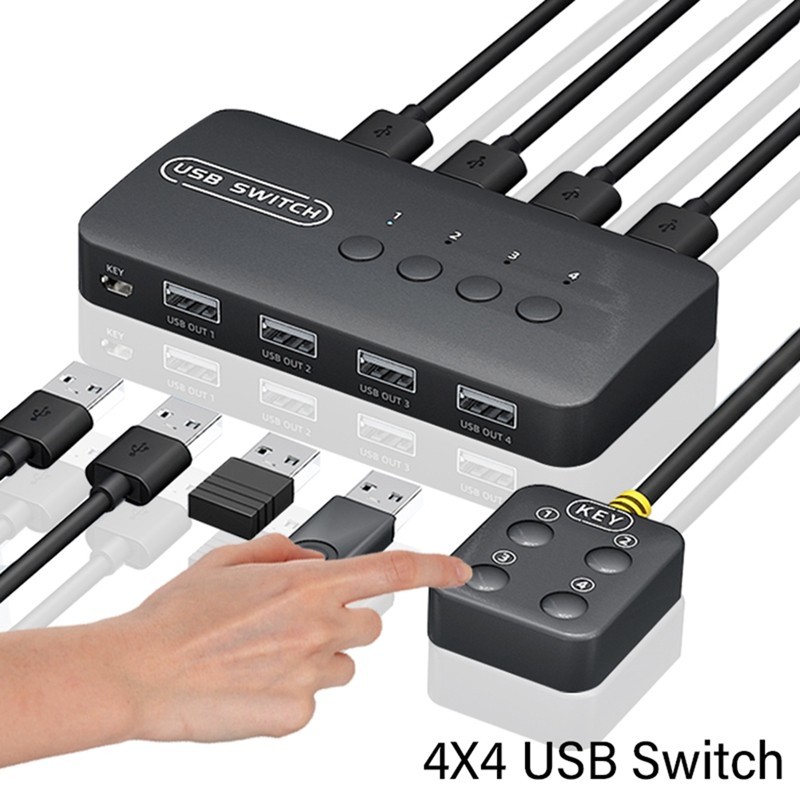 Công Tắc USB Chia Sẻ Bộ Điều Khiển Bộ Chuyển Đổi 4 Đầu Vào 4 Đầu Ra Cho Laptop Máy Tính Bàn Phím Chuột Màn Hình