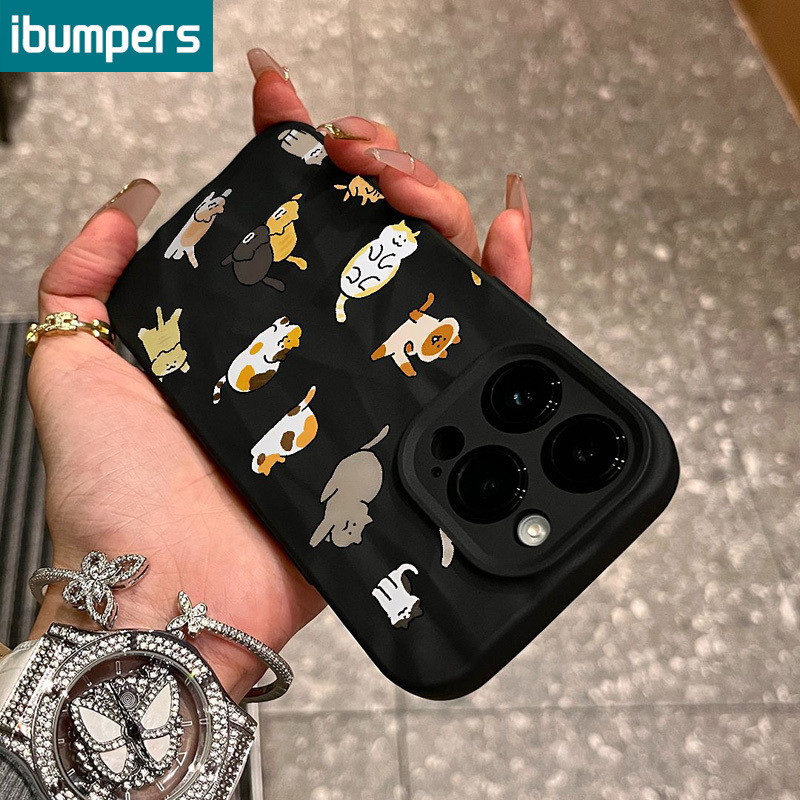 ibumpers Ốp Lưng Iphone Cute Mèo Anime Ốp Điện Thoại đen Silicon Mềm Chống Bẩn Chống Sốc Ốp điện thoại Cho Iphone 15 14 12 13 11 Pro Max IP 7 8 Plus Iphon X XS XR XsMax