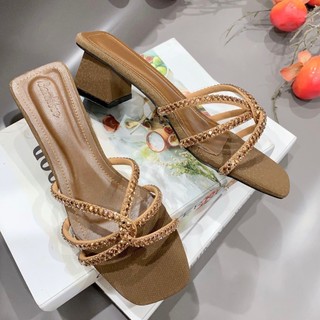 Dép Cao Gót Nữ cao 4P dây đan chéo lấp lánh Bling Bling nhiều màu Kho Giày Bánh Bèo mã DayDanVuong đi rất êm chân