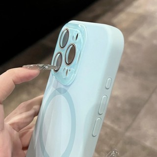 [JLK] Liquid Silicone Magnetic Case with Glass Camera for iPhone 15 14 13 12 Pro Max Wireless Charging Solid Color Shockproof Phone Cover