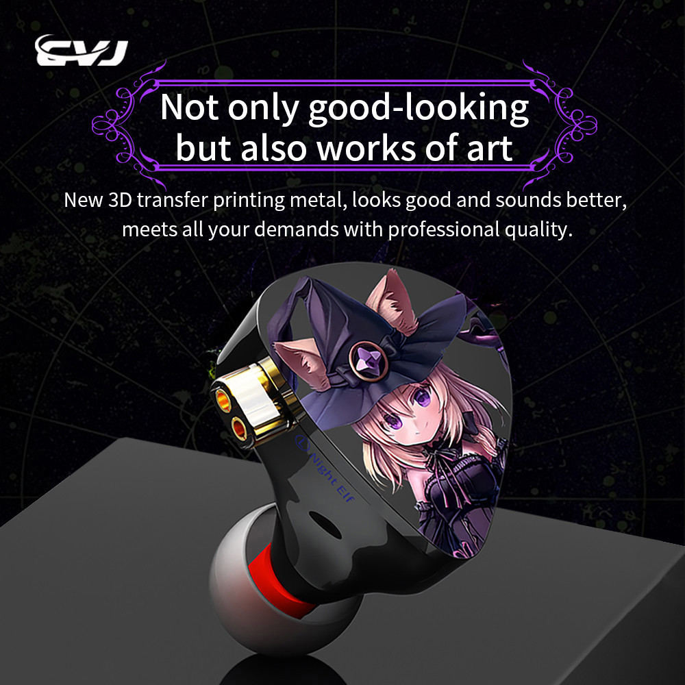 Cvj NIGHTELF mới 6mm + 10mm Dual Dynamic + 8mm Dynamic DLC Màn hình trong tai ba đơn vị Tai nghe HiFi với cáp mạ bạc 3,5mm