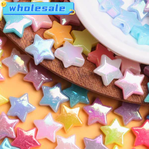 Bộ 50 11mm Acrylic AB Màu Ngôi Sao Hạt DIY Cho Trang Sức Làm Vòng Cổ Vòng Tay Mặt Dây Chuyền