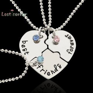 [Lostcorner] 3 Cái / bộ Vòng Cổ Mặt Dây Chuyền Nối Trái Tim Người Bạn Thân Nhất Bff Tình Bạn Cặp Đôi Vòng Cổ Trang Sức Thời Trang [Mới]