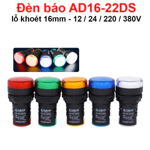 Đèn báo AD16-22DS lỗ khoét 22mm điện áp 12V, 24V, 220VAC, 380VAC