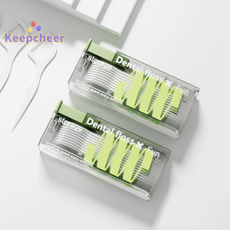 [Keepcheer] Hộp đựng bóng tự động Chăm sóc vệ sinh răng miệng Hộp đựng bóng di động tiện lợi với 10 chiếc Floss [Mới]