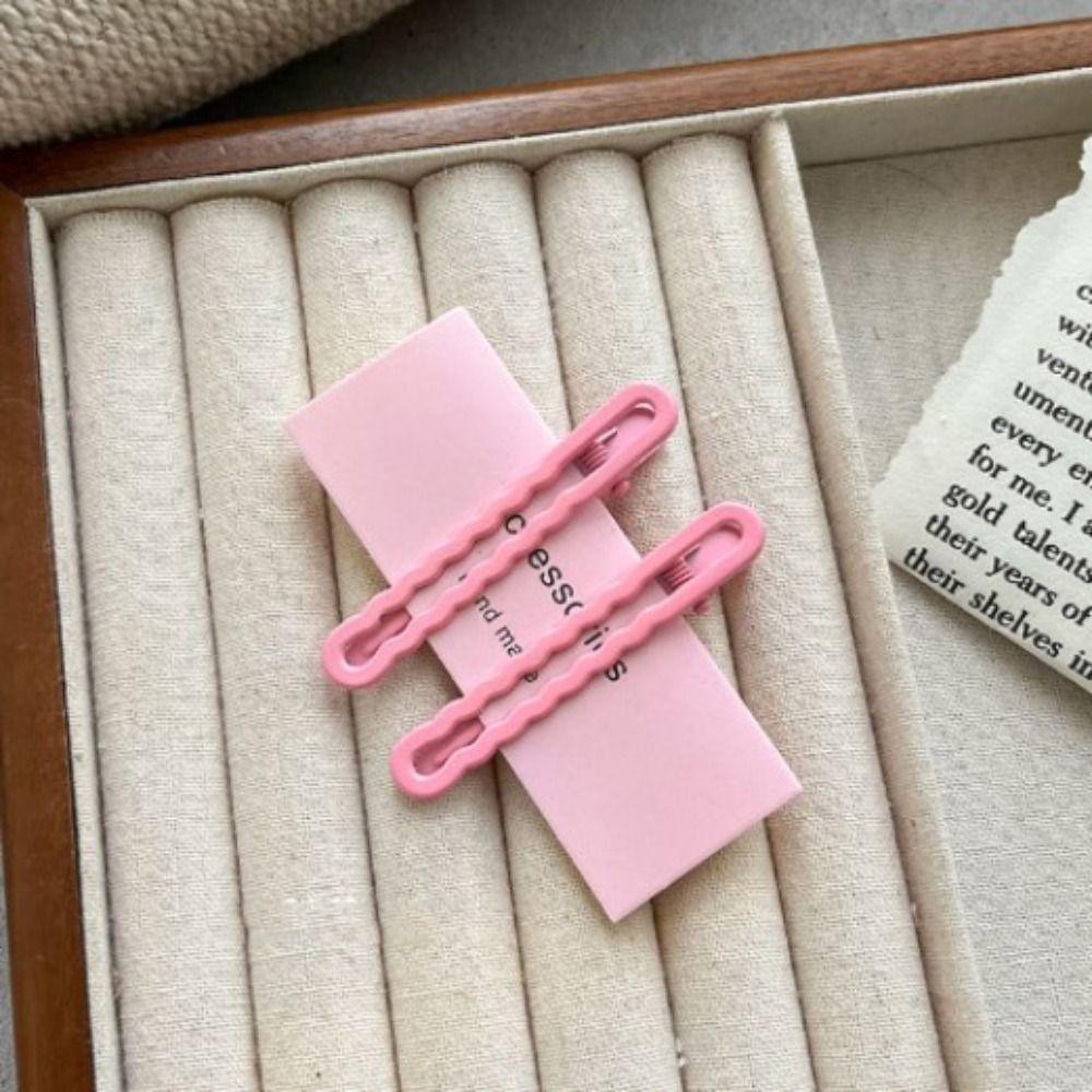 Kẹp tóc dễ thương màu kẹo EBINLANDS, Kẹp tóc màu trơn hợp kim có mặt gợn sóng, Kẹp tóc vui nhộn