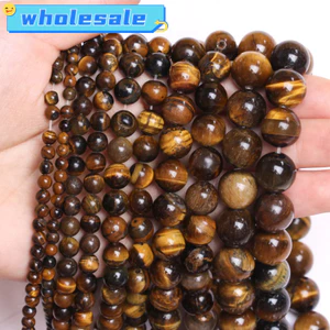 1 Dây 4 / 6 / 8 / 10 / 12 MM Đá Tự Nhiên Mắt Hổ Tròn Rời Hạt Để Trang Sức Làm Vòng Tay DIY Phụ Kiện Vòng Cổ Hạt