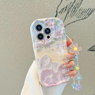 Sang Trọng Tranh Sơn Dầu Hoa Vòng Tay Ốp Lưng Điện Thoại Xiaomi Mi 12T 11T Pro 12 11 Lite Poco M3 X3 NFC M6 F5 Pro X3 X4 GT Shell Chain 3D Sóng Cong Cạnh Silicon Bìa Mềm