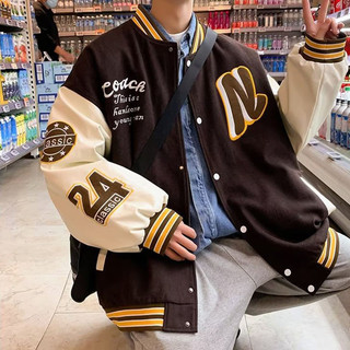 Áo khoác nam EERSHENSHI retro nối áo khoác bóng chày mới dáng rộng đa năng thông thường hàng đầu hip-hop