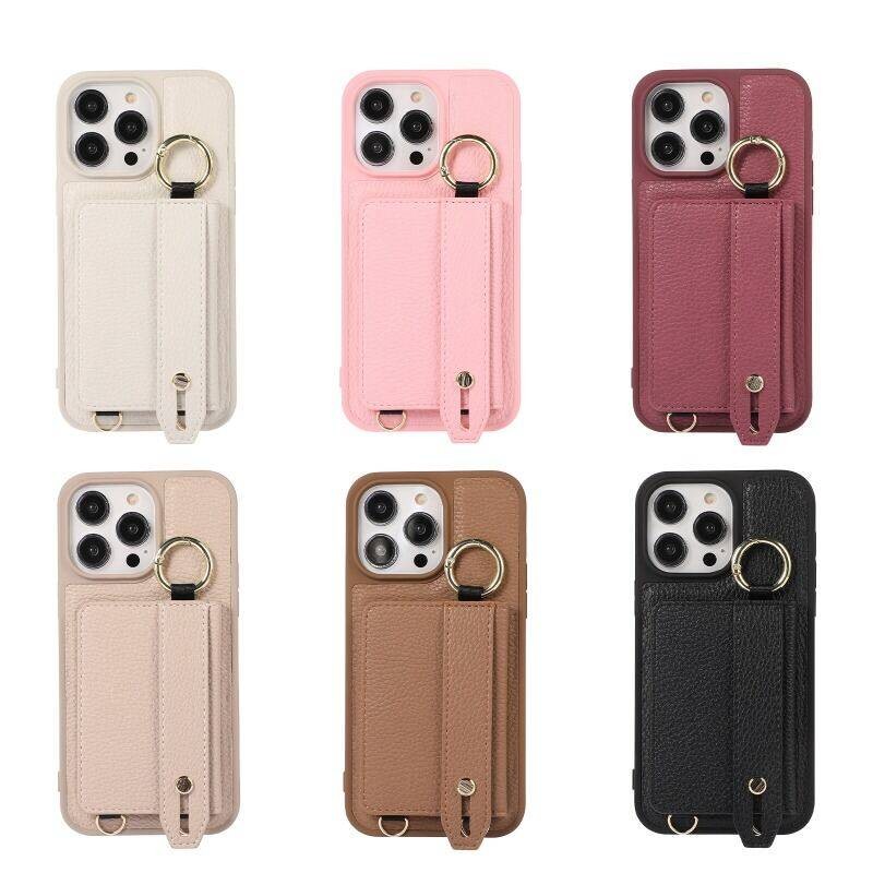 Dành Cho iPhone 16 15 14 13 12 11 Pro Max Đeo Ngang Ví Điện Thoại Cho iPhone 16Plus Thẻ Tín Dụng Da Dây Đeo Tay Giá Đỡ Dây Đeo Ruy Băng
