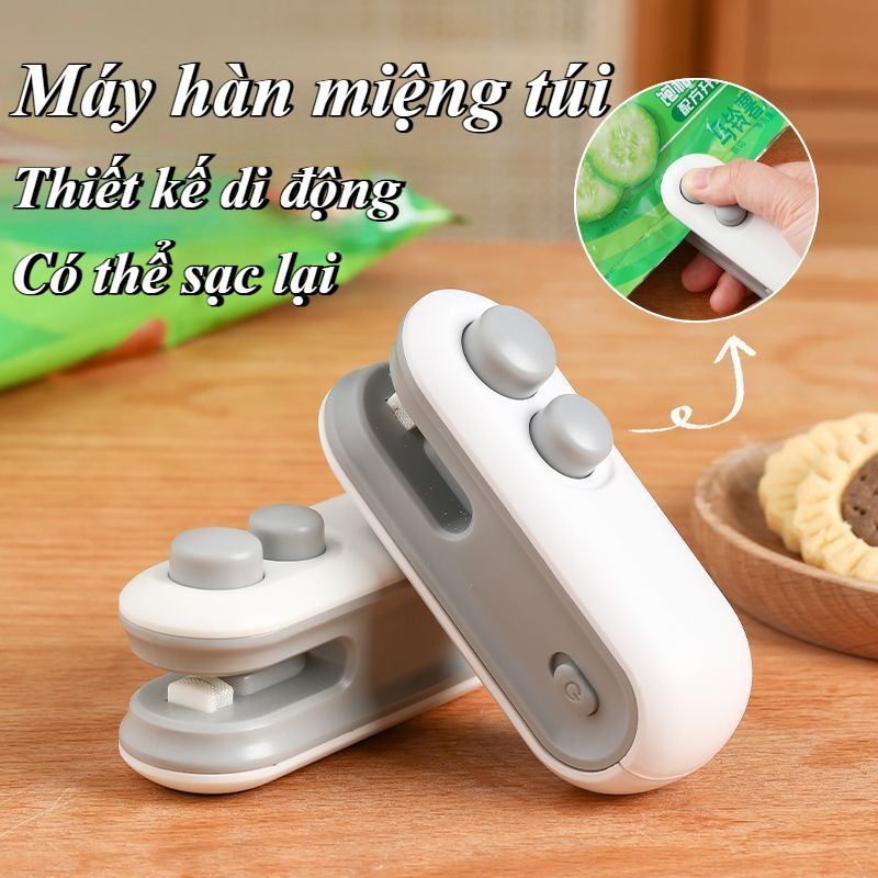 Máy niêm phong thực phẩm tiện lợi nhỏ gọn cho gia đình,Máy hàn miệng túi mini,Nhỏ gọn và di động, nó hỗ trợ sạc USB