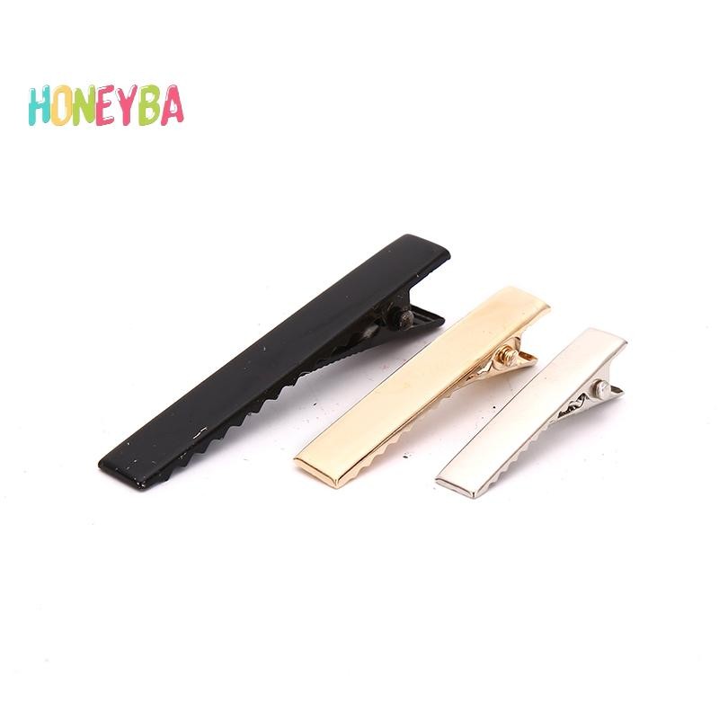 < Honeyba > 100 Chiếc Kẹp Tóc Màu Đen Đơn Prong Cá Sấu Kẹp Tóc Cài Đặt Trống Kẹp Tóc